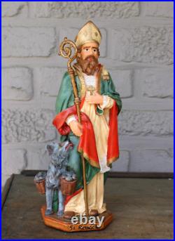 Antique Belgian SAINT REMACLUS Stavelot bishop wood pulp statue religious