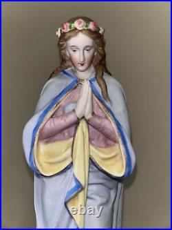 Antique Belgian Viex Andenne Bisque Porcelain Madonna Statue Religious Rare