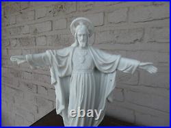 Antique Belgian bisque porcelain christ jesus statue figurine religious