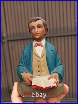 Antique Belgian chalk saint Domenicus Savio Statue figurine religious