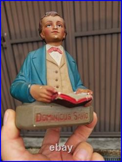 Antique Belgian chalk saint Domenicus Savio Statue figurine religious