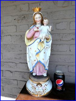 Antique Belgian vieux andenne bisque porcelain large madonna statue religious