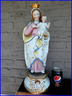 Antique Belgian vieux andenne bisque porcelain large madonna statue religious