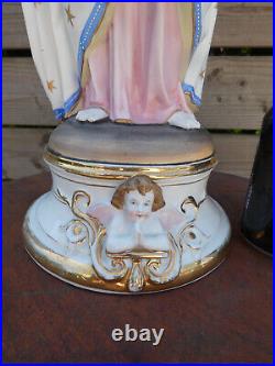 Antique Belgian vieux andenne bisque porcelain large madonna statue religious