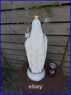 Antique Belgian vieux andenne bisque porcelain large madonna statue religious