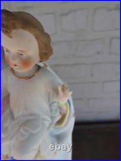 Antique Belgian vieux andenne bisque porcelain large madonna statue religious