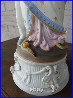 Antique Belgian vieux andenne bisque porcelain madonna statue rare religious