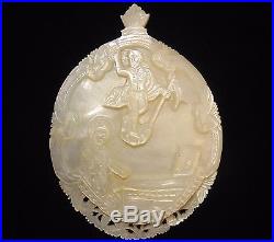 Antique Bethlehem Carved Mother of Pearl Shell Religious Icon Large