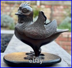 Antique Bird Cast Metal Religious Incense Censer on Stand 7
