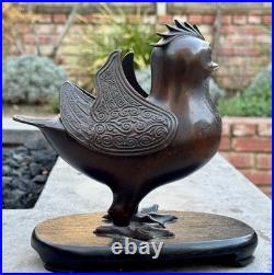 Antique Bird Cast Metal Religious Incense Censer on Stand 7