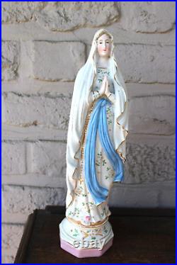 Antique Bisque porcelain LOURDES madonna figurine statue religious