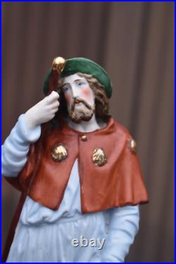 Antique Bisque porcelain Saint roch with dog statue religious