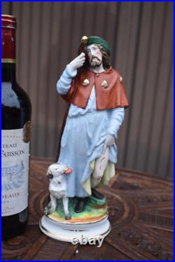 Antique Bisque porcelain Saint roch with dog statue religious