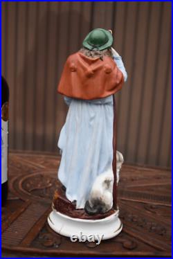 Antique Bisque porcelain Saint roch with dog statue religious
