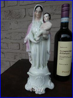 Antique Bisque porcelain madonna child statue figurine religious