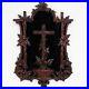 Antique-Black-Forest-Hand-Carved-Wood-Holy-Water-Font-Stoup-Religious-Cross-01-xcq