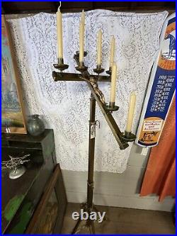 Antique Brass Religious Candelabrum