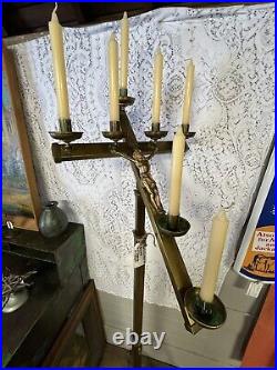 Antique Brass Religious Candelabrum