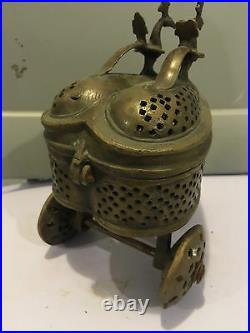 Antique Brass Religious Incense Trolley Purchased In Europe Very Unusual Piece