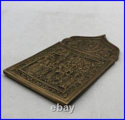Antique Bronze Icon Blessed Virgin Mary 19th Century 6.7x3.7 Religious Art