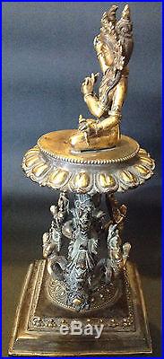 Antique Buddha Statue Four Handed Maha Manjushree Buddhist Religious Statues