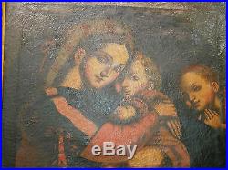 Antique C1800 Madonna Della Seddia After Raphael Maltese School Old Master Oil