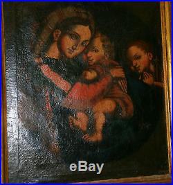 Antique C1800 Madonna Della Seddia After Raphael Maltese School Old Master Oil