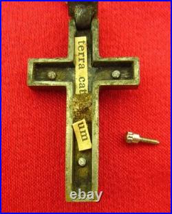 Antique CATACOMB CRUCIFIX Rosary Religious ROME CATACOMBS SOIL RELIC + 6 Medals
