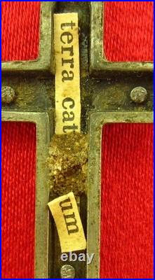 Antique CATACOMB CRUCIFIX Rosary Religious ROME CATACOMBS SOIL RELIC + 6 Medals