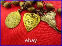 Antique CATACOMB CRUCIFIX Rosary Religious ROME CATACOMBS SOIL RELIC + 6 Medals