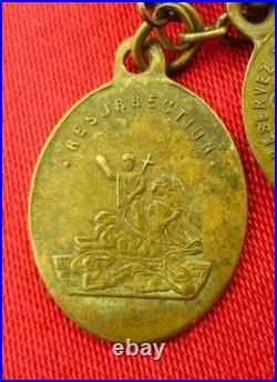 Antique CATACOMB CRUCIFIX Rosary Religious ROME CATACOMBS SOIL RELIC + 6 Medals