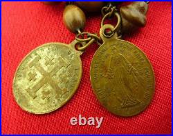 Antique CATACOMB CRUCIFIX Rosary Religious ROME CATACOMBS SOIL RELIC + 6 Medals