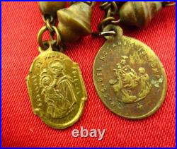 Antique CATACOMB CRUCIFIX Rosary Religious ROME CATACOMBS SOIL RELIC + 6 Medals