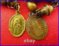 Antique CATACOMB CRUCIFIX Rosary Religious ROME CATACOMBS SOIL RELIC + 6 Medals