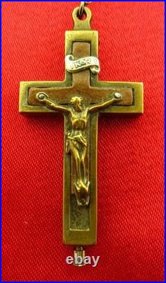 Antique CATACOMB CRUCIFIX Rosary Religious ROME CATACOMBS SOIL RELIC + 6 Medals