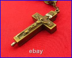 Antique CATACOMB CRUCIFIX Rosary Religious ROME CATACOMBS SOIL RELIC + 6 Medals