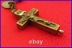 Antique CATACOMB CRUCIFIX Rosary Religious ROME CATACOMBS SOIL RELIC + 6 Medals