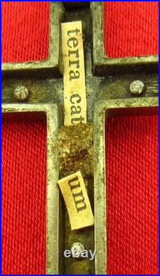 Antique CATACOMB CRUCIFIX Rosary Religious ROME CATACOMBS SOIL RELIC + 6 Medals