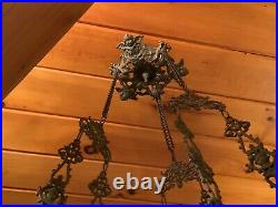 Antique CHURCH RELIGIOUS GOTHIC HANGING LIGHT Chandelier Candelabra Candle Lamp