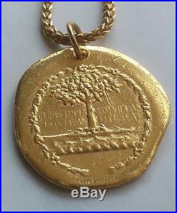 Antique Cartier 24k France Religious Medal & KDM 22k Chain 23.4 14.74 grams