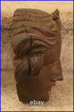 Antique Carved Italian Wooden Saint Head 18th C Religious Carving 10