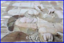 Antique Carved Mother of Pearl Coral Religious Plaque Mosaic Devotional Icon MOP