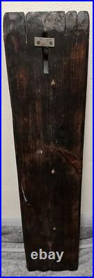 Antique Carved Oak Gothic Crusader Knight Saint Plaque Panel Figure Religious
