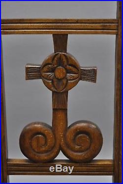 Antique Carved Oak Wood Prie Dieu Kneeling Kneeler Prayer Chair Religious Church