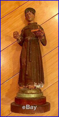 Antique Carved Wood Polychrome Religious Saint Santos Figure 13