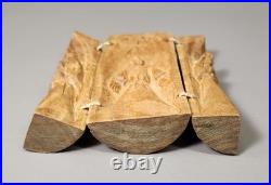 Antique Carved Wood Religious Triptych Christ Shrine, Rustic, 4.5 H/FREE SHIP