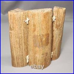 Antique Carved Wood Religious Triptych Christ Shrine, Rustic, 4.5 H/FREE SHIP