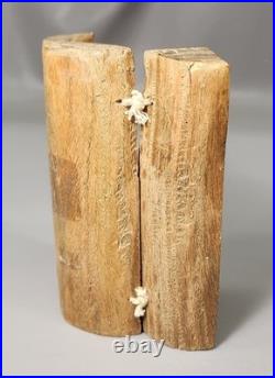 Antique Carved Wood Religious Triptych Christ Shrine, Rustic, 4.5 H/FREE SHIP