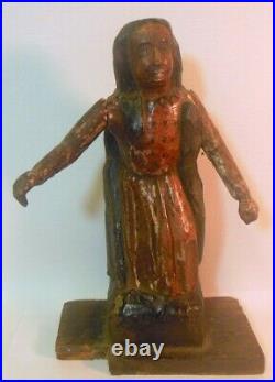 Antique Carved Wood SANTOS Religious SAINT FIGURE Statue Christianity
