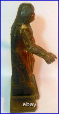 Antique Carved Wood SANTOS Religious SAINT FIGURE Statue Christianity